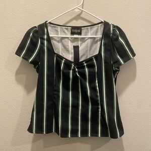 Collectif Black and Green Striped Women's Top